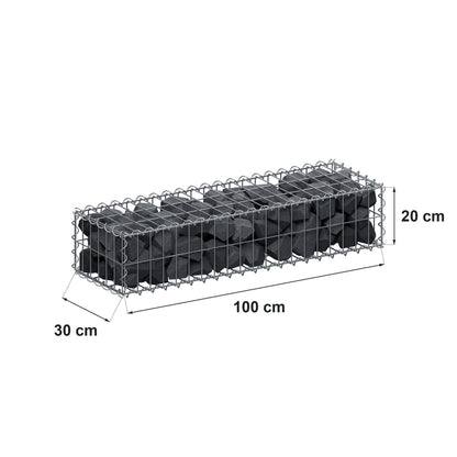 Schanskorf 100 cm x 20 cm x 30 cm (L x H x D), maaswijdte 5 cm x 10 cm, spiraalvormig