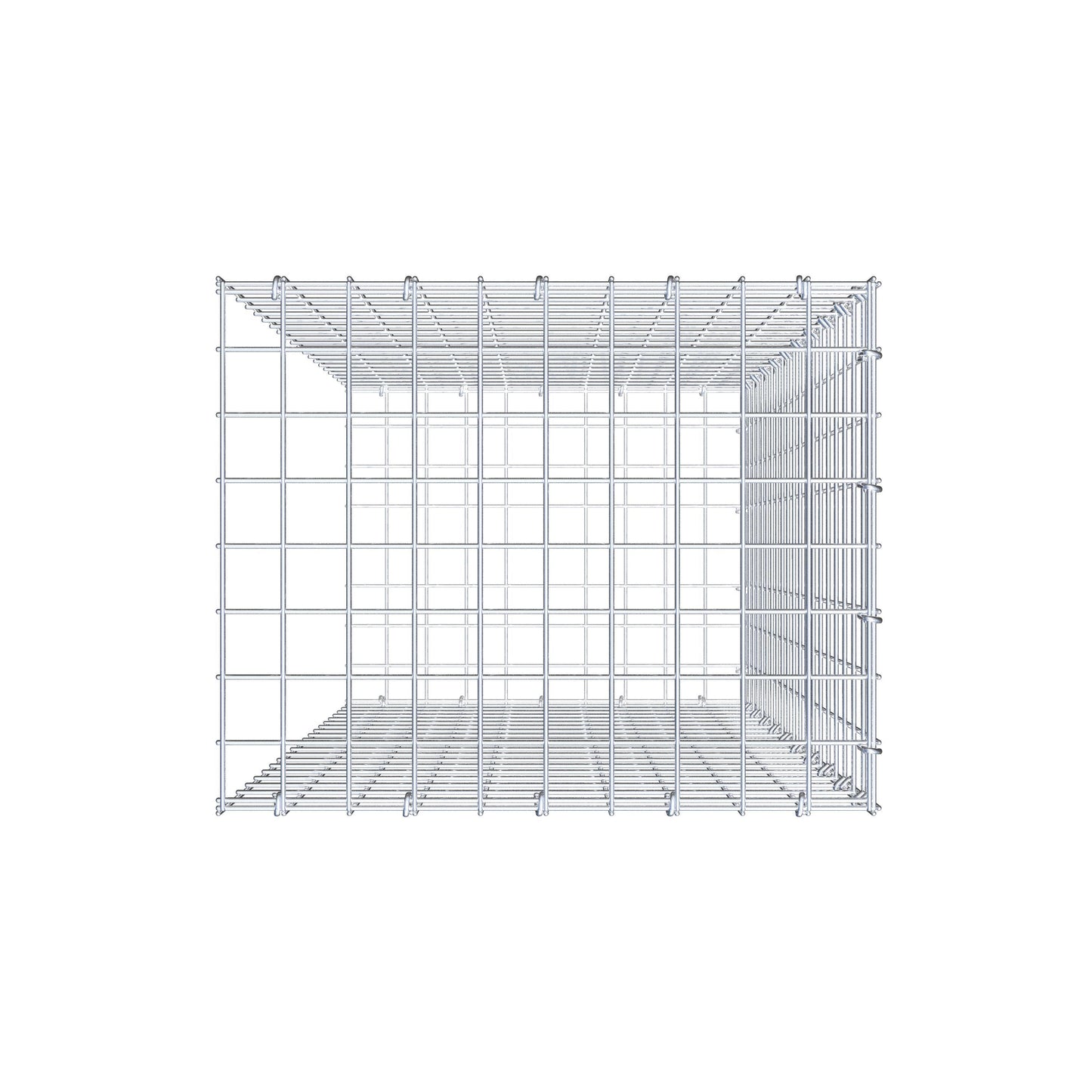Typ 2 påbyggnadsgabion 100 cm x 50 cm x 40 cm (L x H x D), maskstorlek 5 cm x 5 cm, C-ring