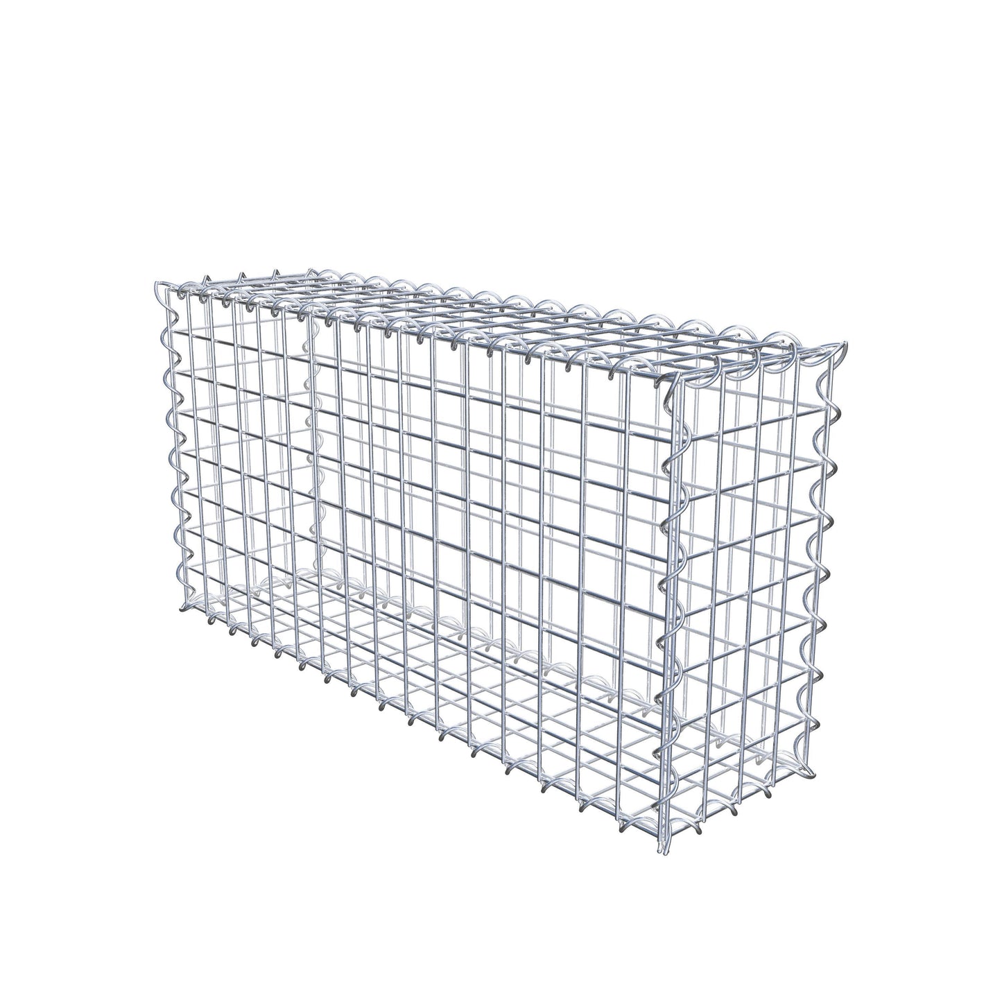 Schanskorf 80 cm x 40 cm x 20 cm (L x H x D), maaswijdte 5 cm x 5 cm, spiraalvormig