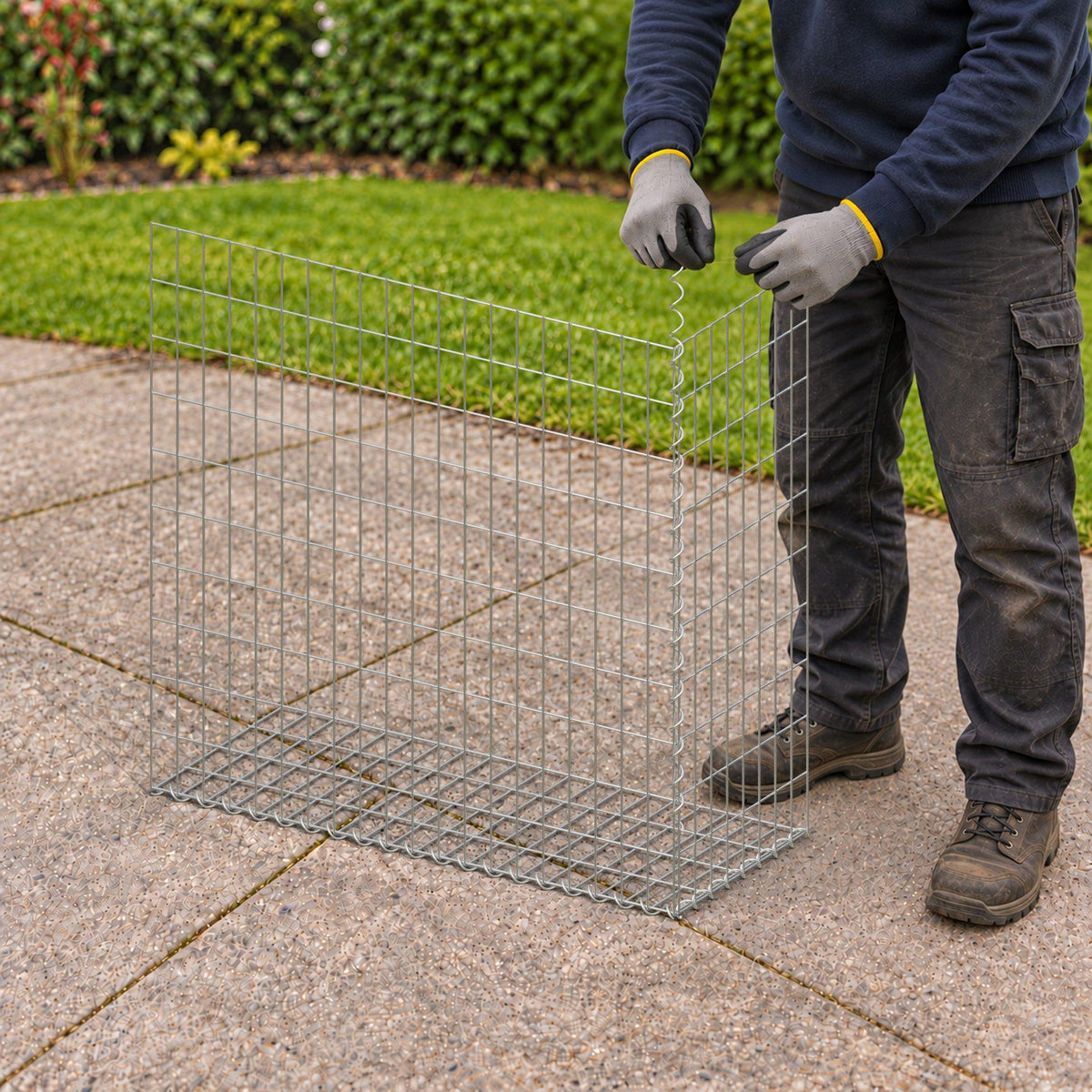 Gabion 100 cm x 100 cm x 40 cm (L x H x D), maskstorlek 5 cm x 10 cm, spiral
