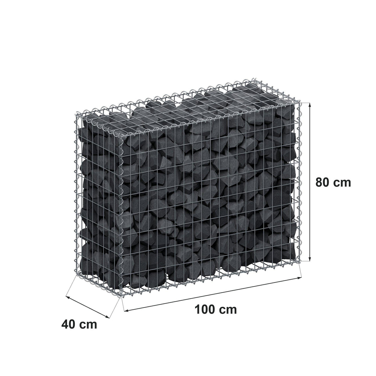 Gabion 100 cm x 80 cm x 40 cm (L x H x P), mailles 5 cm x 10 cm, spirale