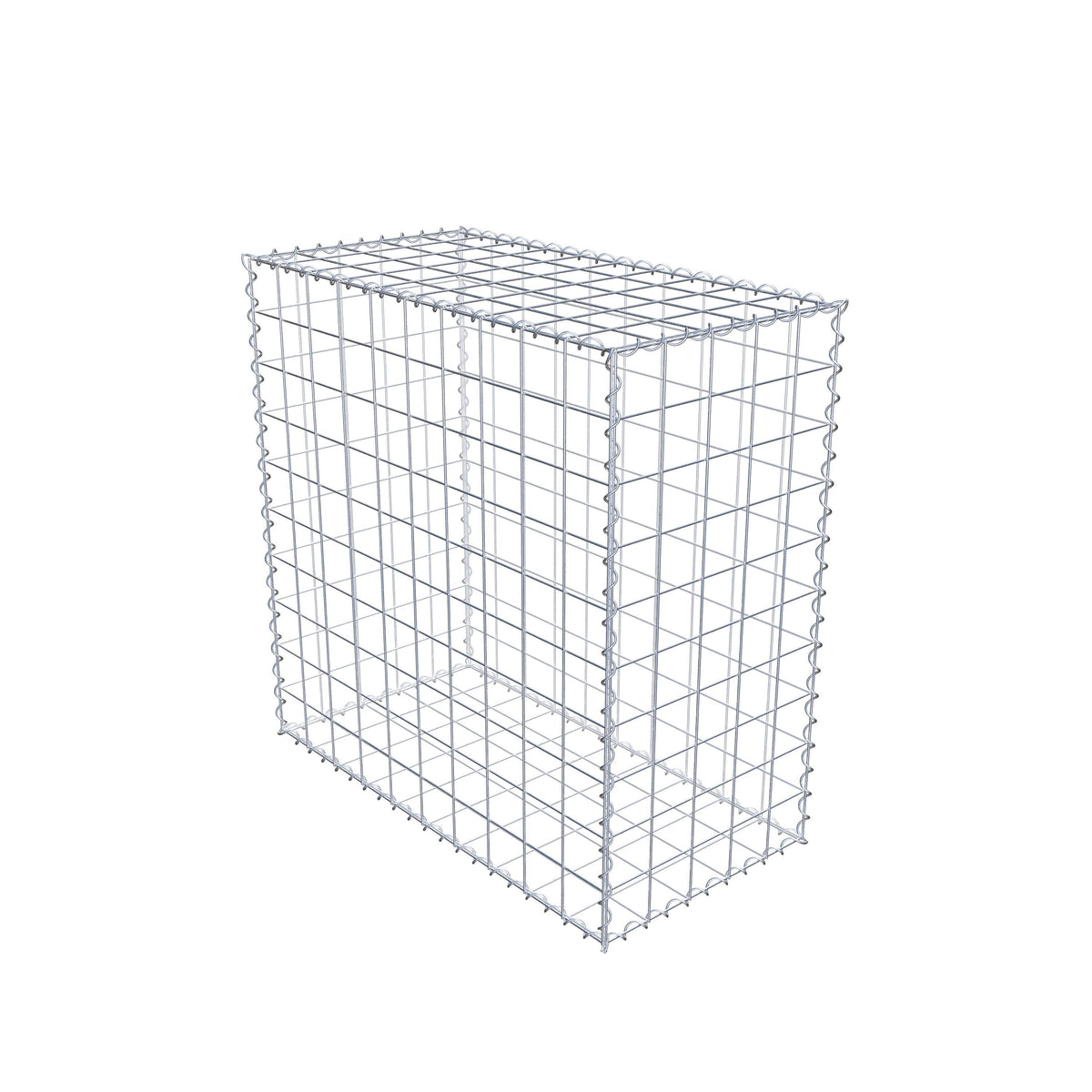 Gabião 100 cm x 100 cm x 50 cm (C x A x P), malhagem 10 cm x 10 cm, espiral