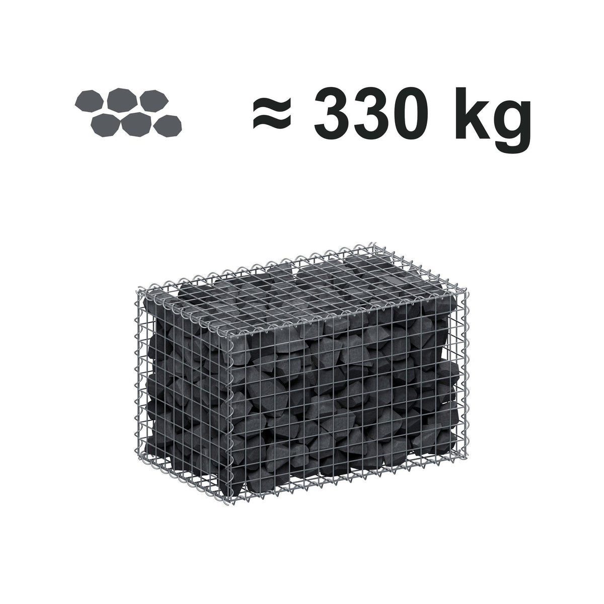 Gabion 80 cm x 50 cm x 50 cm (L x H x D), mesh size 5 cm x 5 cm, spiral