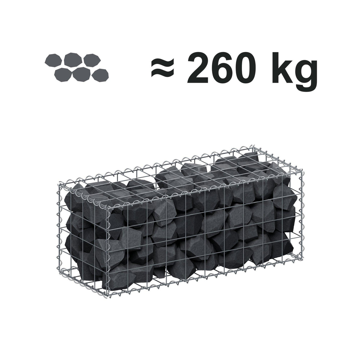 Gabion 100 cm x 40 cm x 40 cm (L x H x D), maskestørrelse 10 cm x 10 cm, spiral