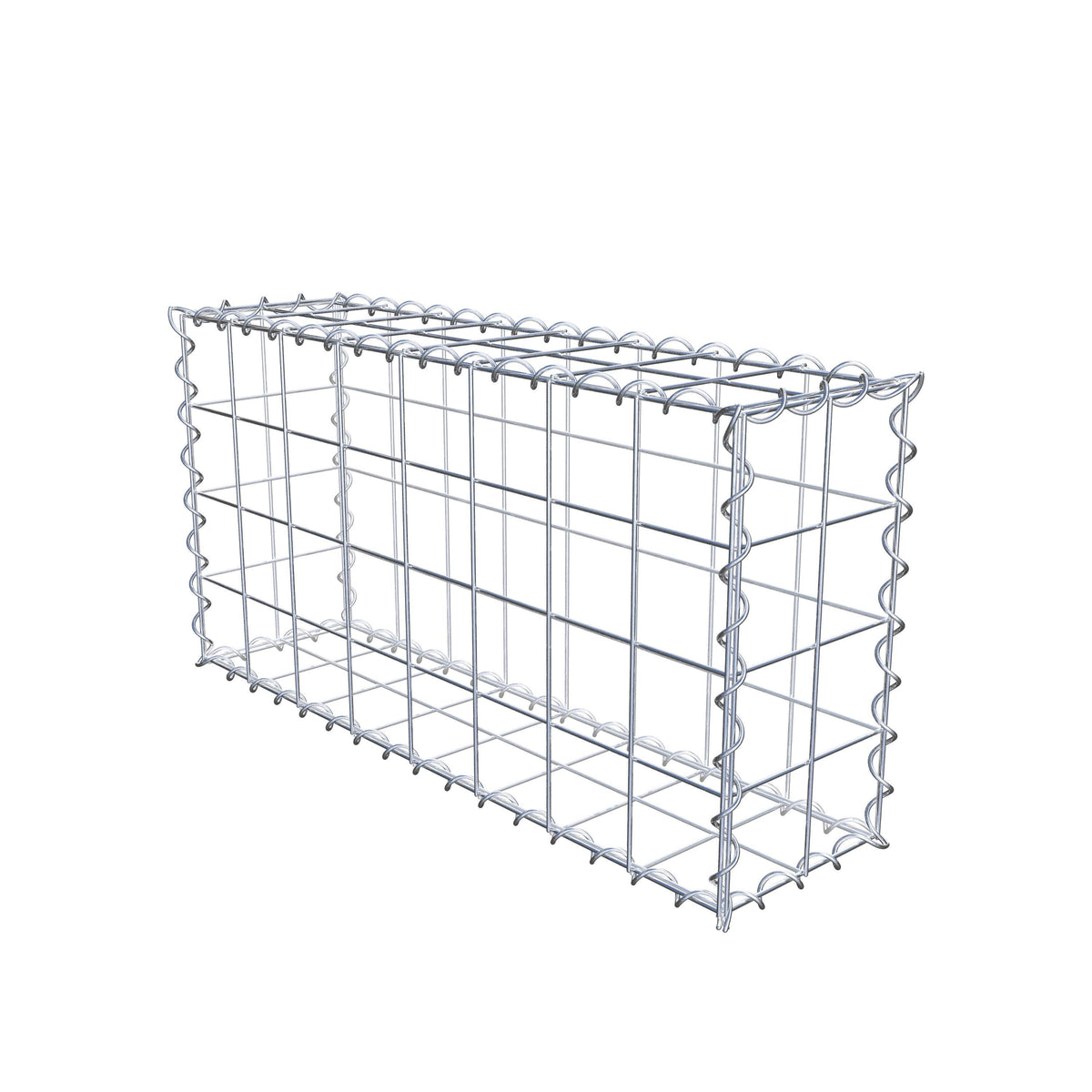 Schanskorf 80 cm x 40 cm x 20 cm (L x H x D), maaswijdte 10 cm x 10 cm, spiraalvormig