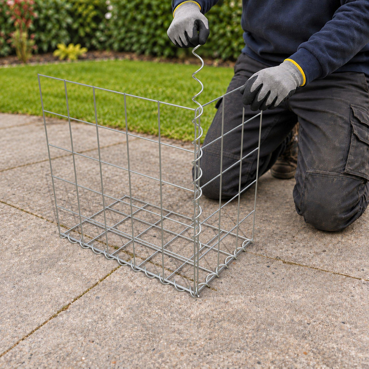 Gabion 50 cm x 50 cm x 30 cm (L x H x D), maskstorlek 10 cm x 10 cm, spiral