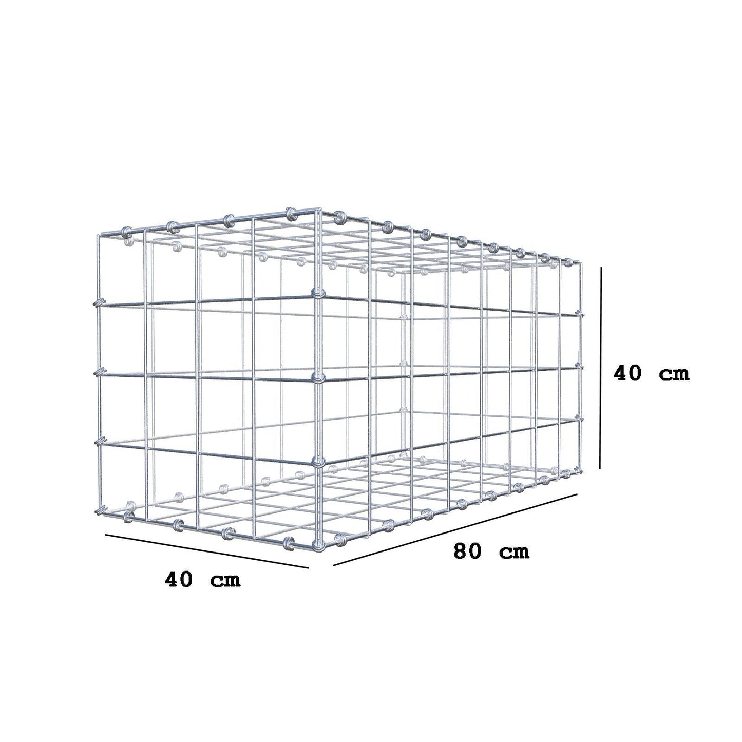 Gabione 80 cm x 40 cm x 40 cm (L x H x T), Maschenweite 10 x 10 cm, Spiralring