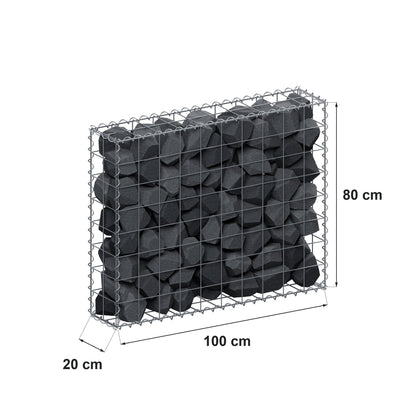 Gabion 100 cm x 80 cm x 20 cm (L x H x D), mesh size 10 cm x 10 cm, spiral