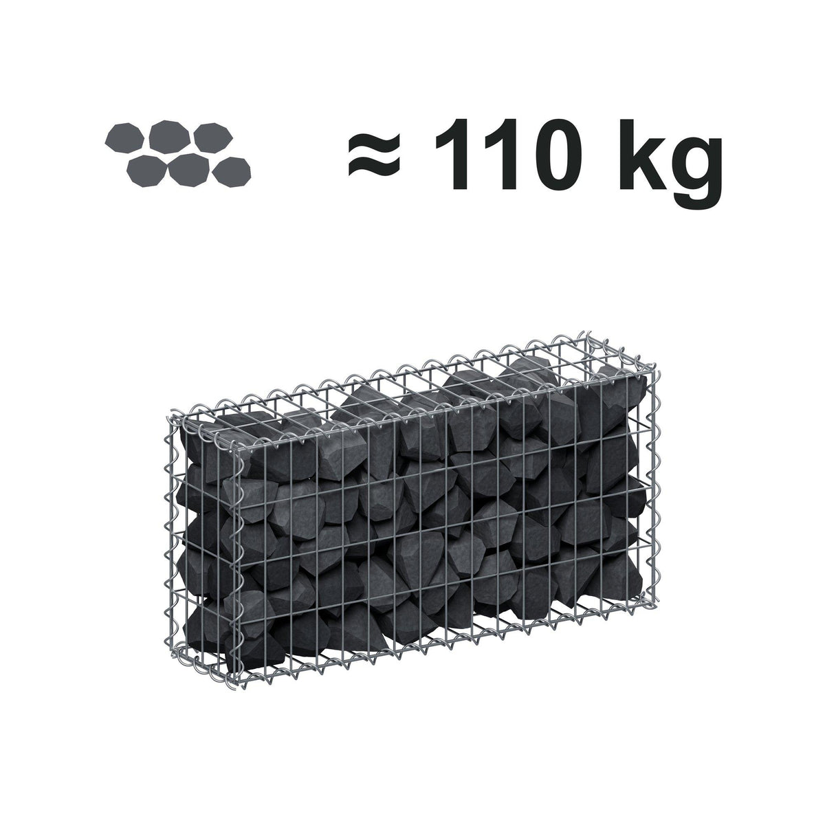 Gabion 80 cm x 40 cm x 20 cm (L x H x D), maskstorlek 5 cm x 10 cm, spiral