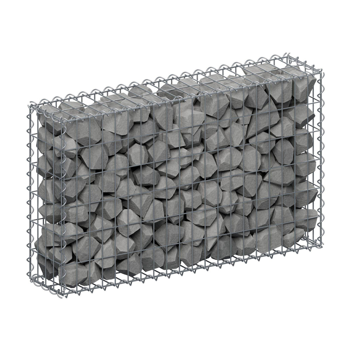 Gabião 100 cm x 60 cm x 20 cm (C x A x P), malhagem 5 cm x 10 cm, espiral