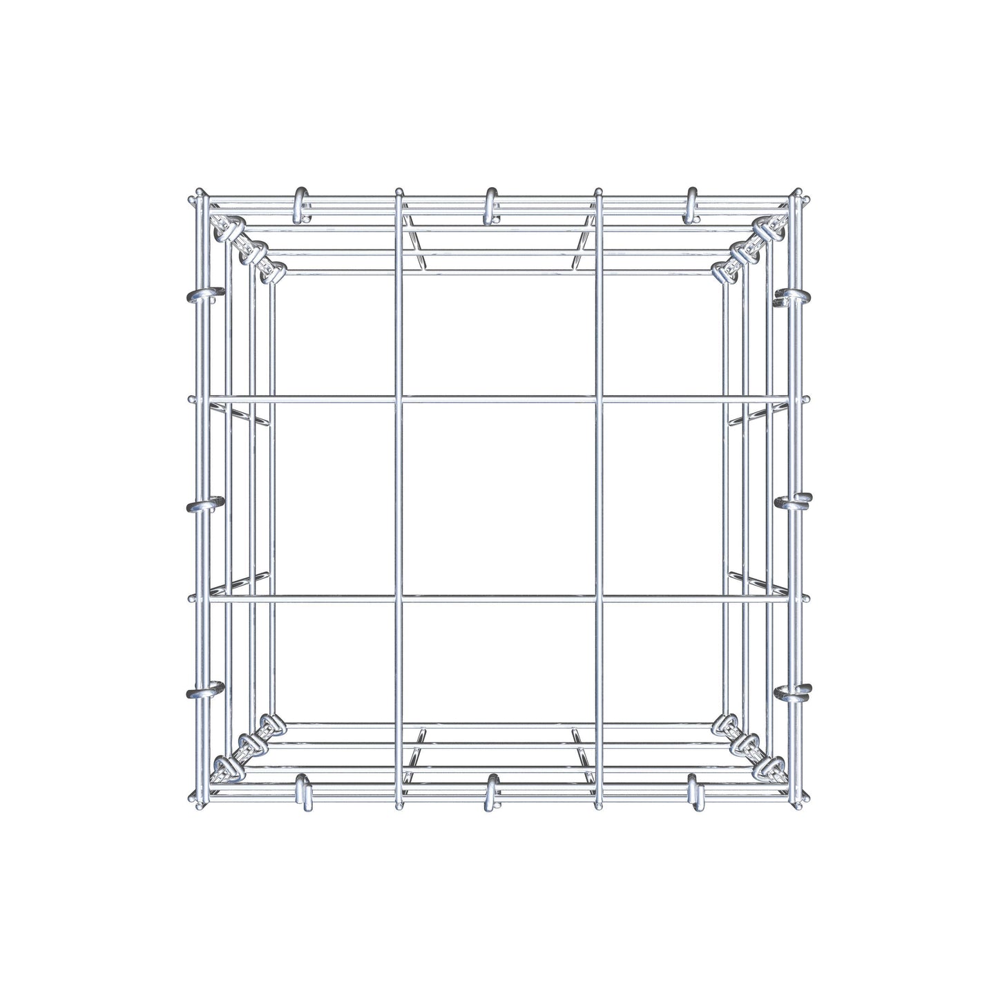 Opbouw schanskorf type 3 30 cm x 30 cm x 30 cm (L x H x D), maaswijdte 10 cm x 10 cm, C-ring