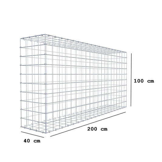 Gabion 200 cm x 100 cm x 40 cm (L x H x D), maskstorlek 10 x 10 cm, spiralring
