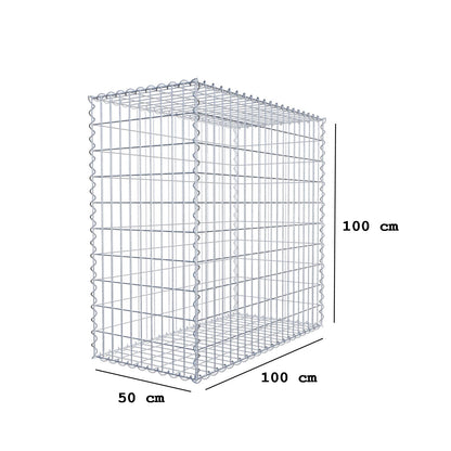 Gabbione 100 cm x 100 cm x 50 cm (L x H x P), maglia 5 cm x 10 cm, spirale