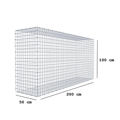 Gabião 200 cm x 100 cm x 50 cm (C x A x P), malhagem 5 x 5 cm, anel espiral