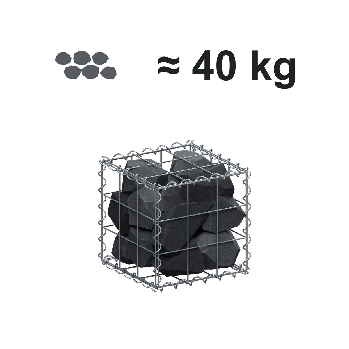 Gabion 30 cm x 30 cm x 30 cm (L x H x D), maskstorlek 10 cm x 10 cm, spiral