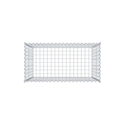 Opbouw schanskorf type 3 100 cm x 90 cm x 50 cm (L x H x D), maaswijdte 5 cm x 10 cm, spiraalvormig