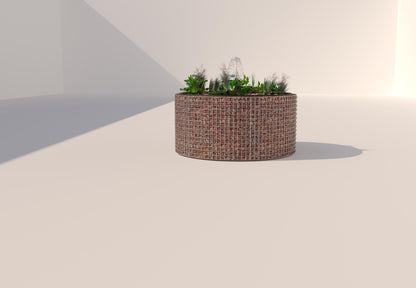 Tanque elevado de gabiões, redondo, diâmetro exterior 172 cm, altura 80 cm, dimensão da malha 5 x 5 cm, espessura da parede 15 cm