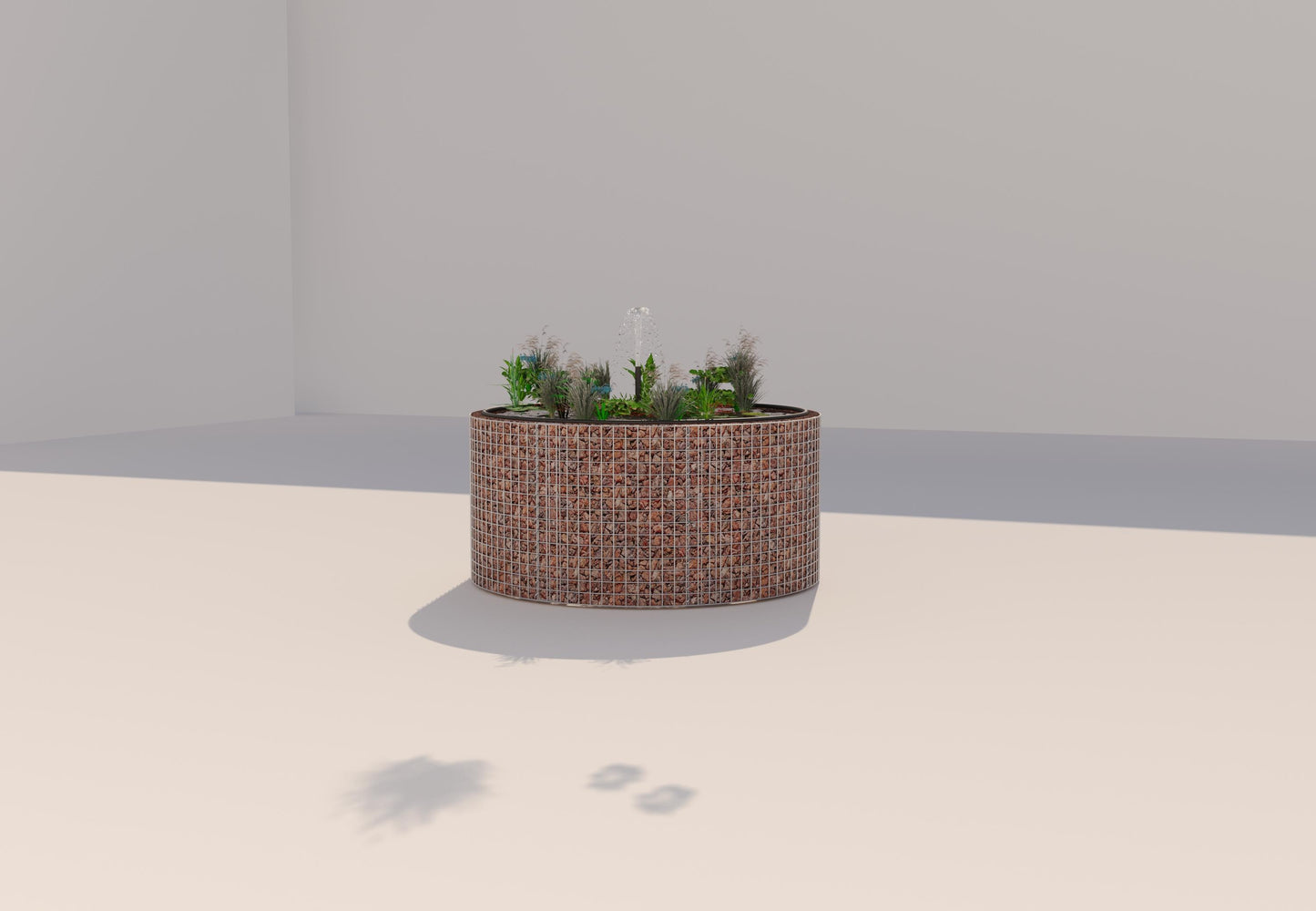Tanque elevado de gabiões, redondo, diâmetro exterior 172 cm, altura 80 cm, dimensão da malha 5 x 5 cm, espessura da parede 15 cm