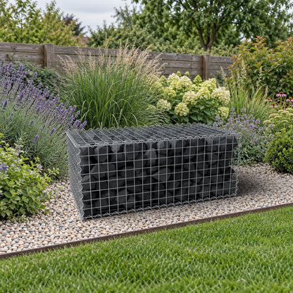 Schanskorf 100 cm x 40 cm x 50 cm (L x H x D), maaswijdte 5 cm x 5 cm, spiraalvormig