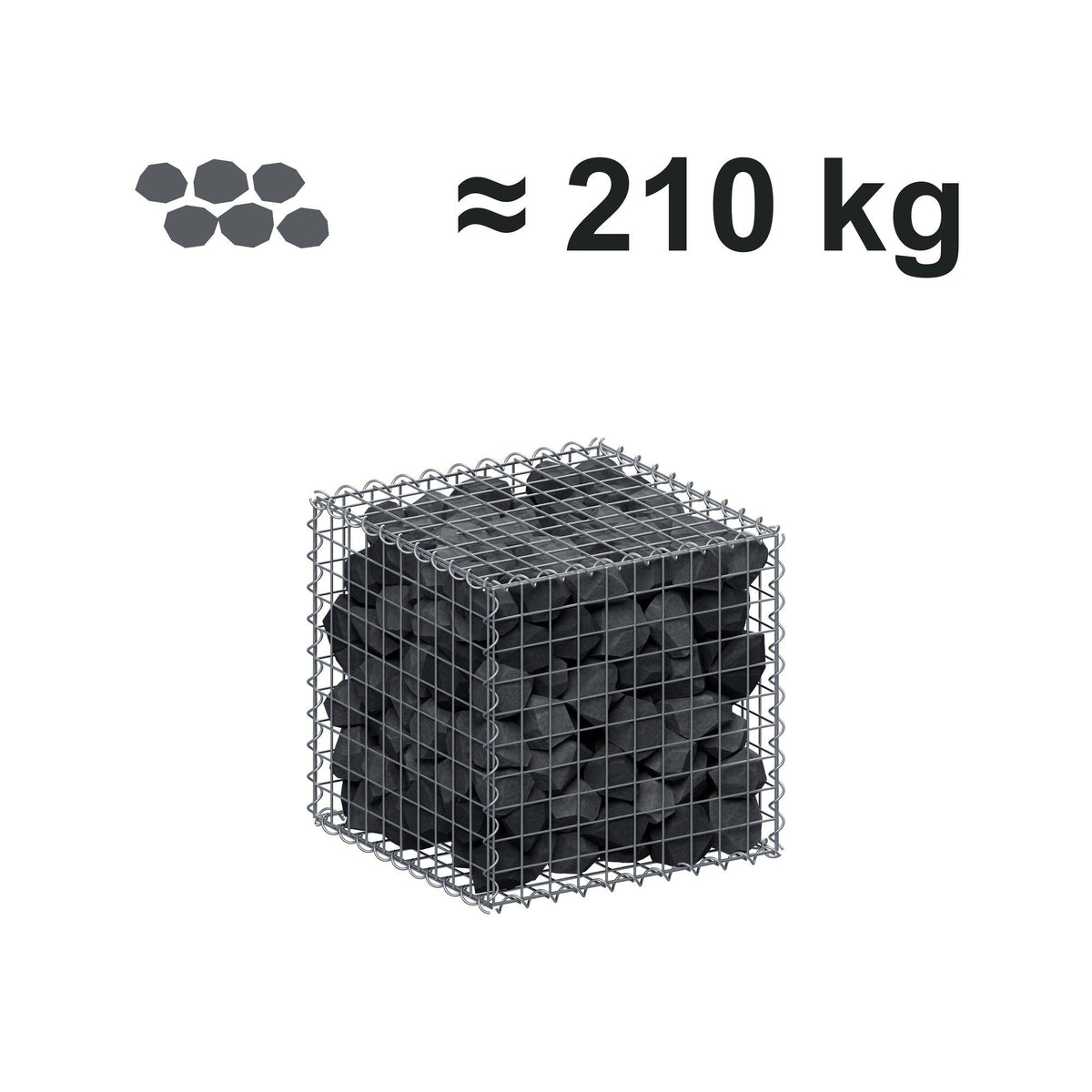 Gabion 50 cm x 50 cm x 50 cm (L x H x D), maskestørrelse 5 cm x 5 cm, spiral