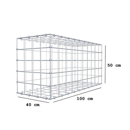 Gabion 100 cm x 50 cm x 40 cm (L x H x D), maskstorlek 10 x 10 cm, spiralring