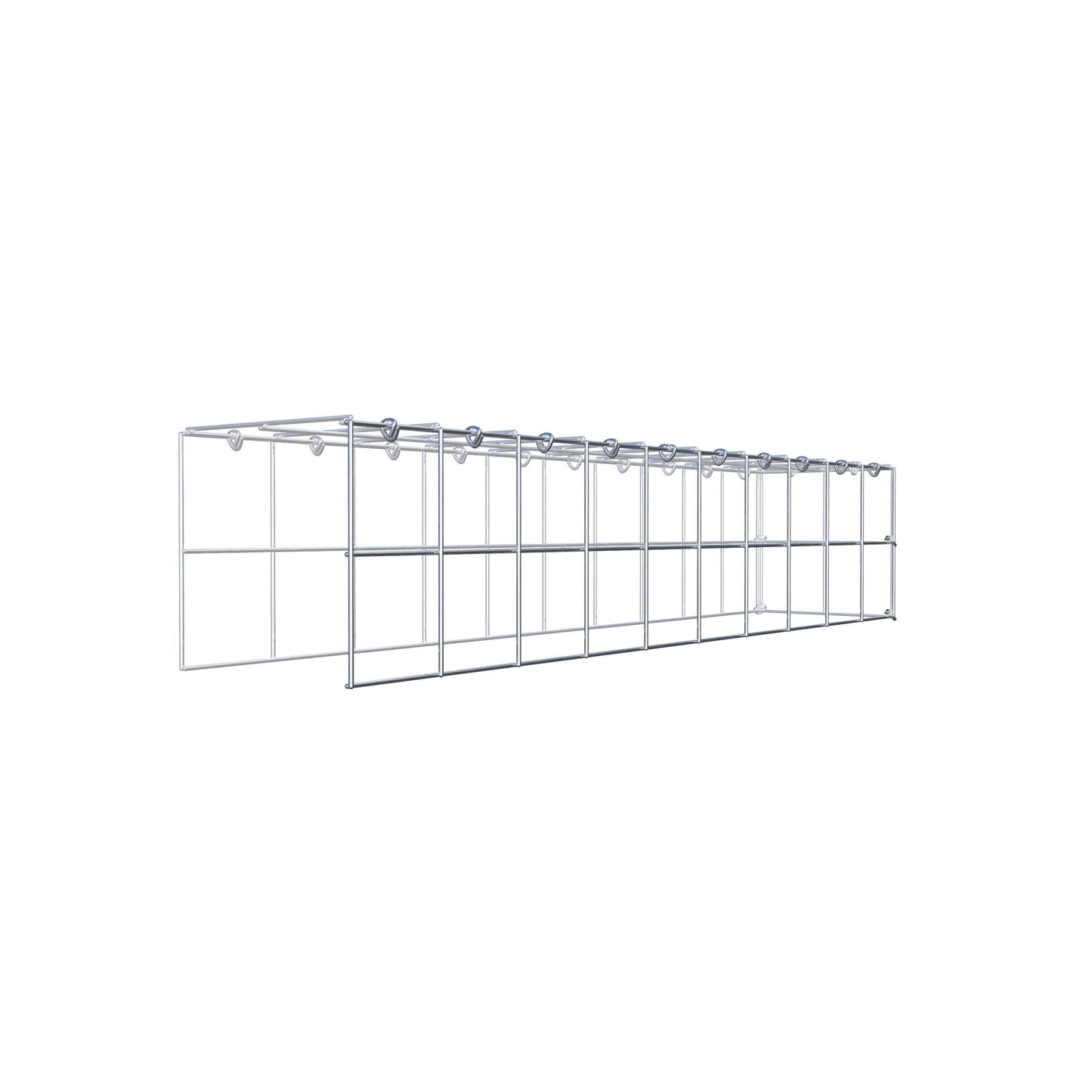 Typ 4 påbyggnadsgabion 100 cm x 20 cm x 20 cm (L x H x D), maskstorlek 10 cm x 10 cm, C-ring