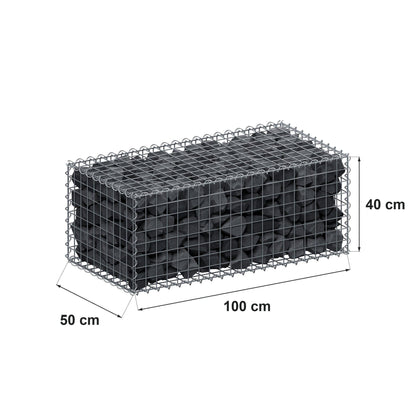 Schanskorf 100 cm x 40 cm x 50 cm (L x H x D), maaswijdte 5 cm x 5 cm, spiraalvormig
