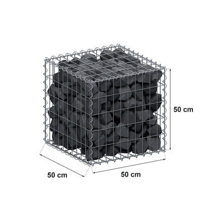 Gabione 50 cm x 50 cm x 50 cm (L x H x T), Maschenweite 5 cm x 10 cm, Spirale