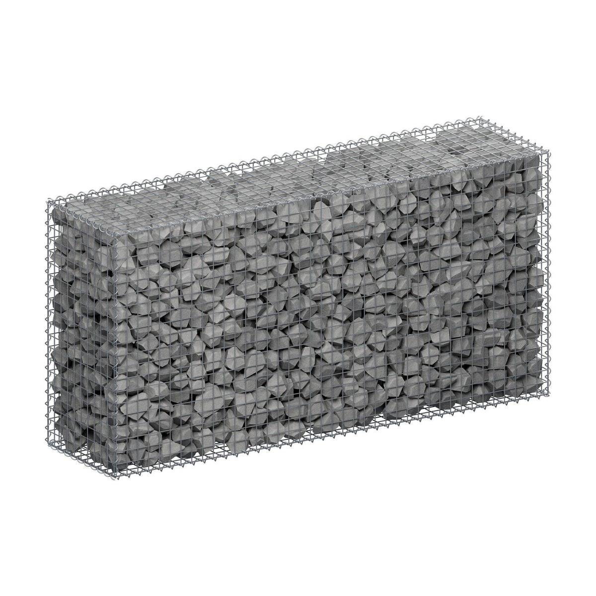 Gabião 200 cm x 100 cm x 50 cm (C x A x P), malhagem 5 cm x 5 cm, espiral