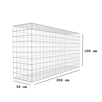 Gabion 200 cm x 100 cm x 50 cm (L x H x D), mesh size 10 x 10 cm, spiral ring
