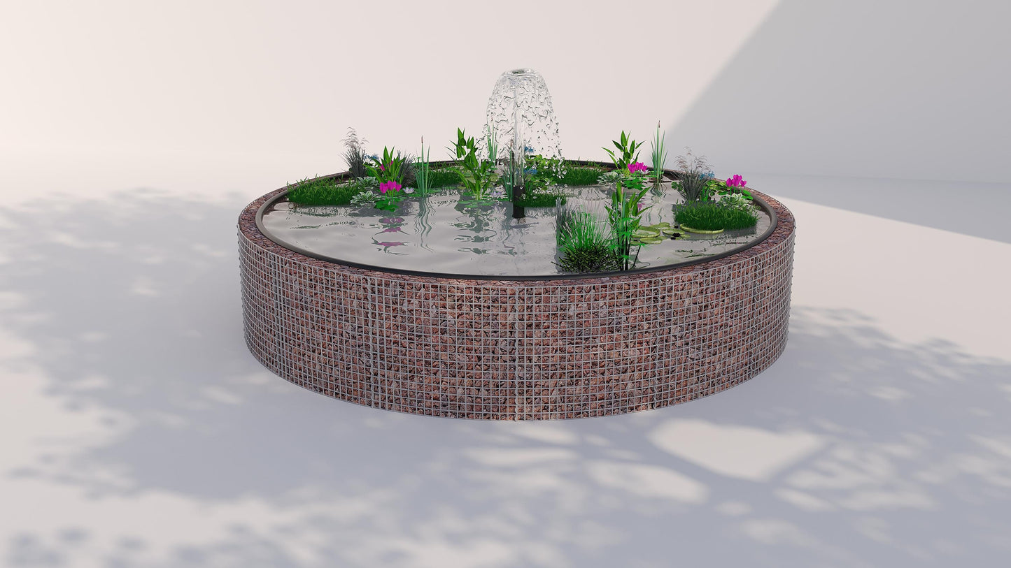 Tanque elevado de gabiões, redondo, diâmetro exterior 202 cm, altura 80 cm, dimensão da malha 5 x 5 cm, espessura da parede 15 cm