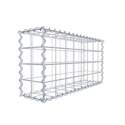 Schanskorf 80 cm x 40 cm x 20 cm (L x H x D), maaswijdte 10 cm x 10 cm, spiraalvormig
