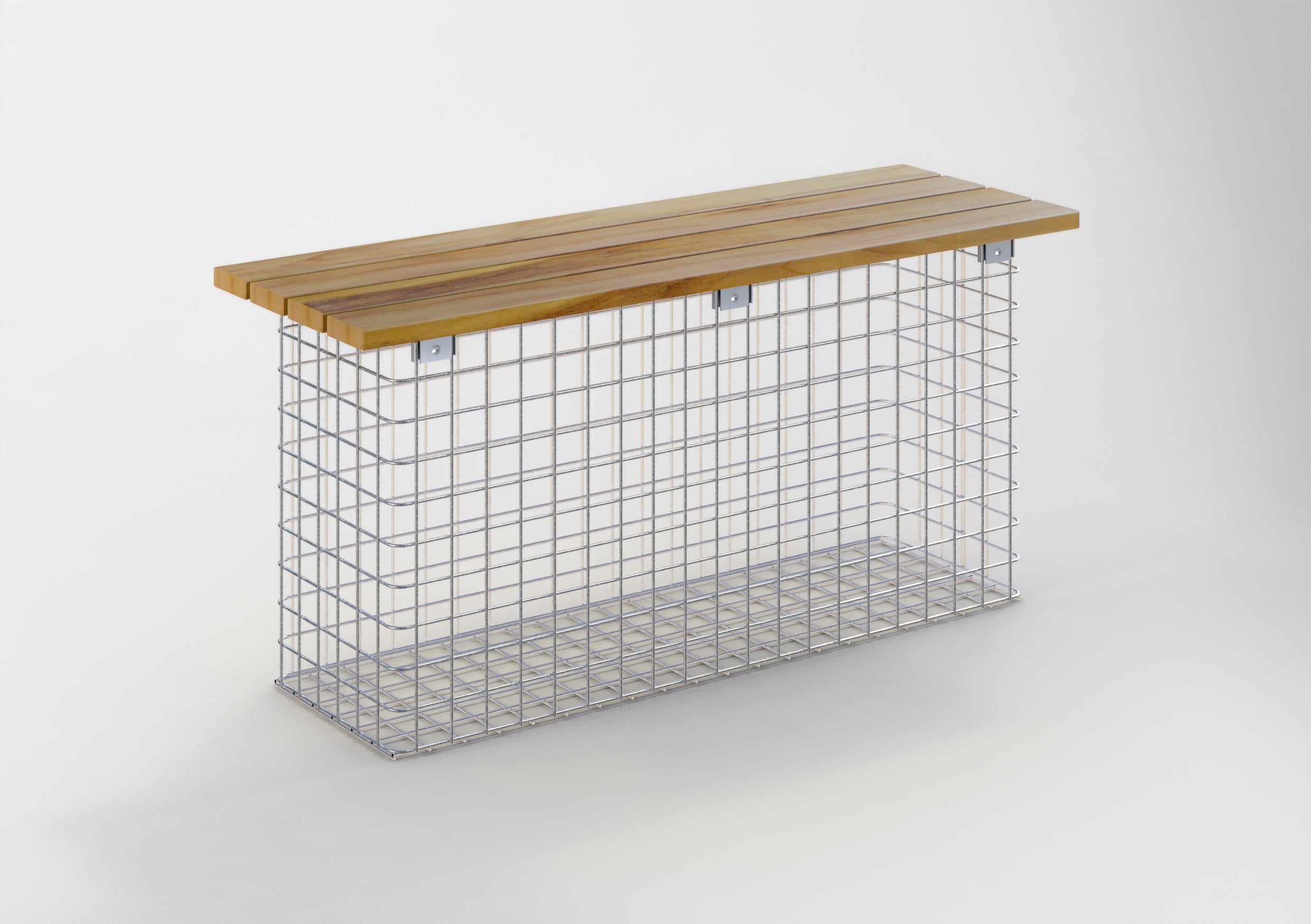 Trädgårdsbänk 102 x 50 x 32 cm TEAK MW 5 x 5 cm, varmförzinkad