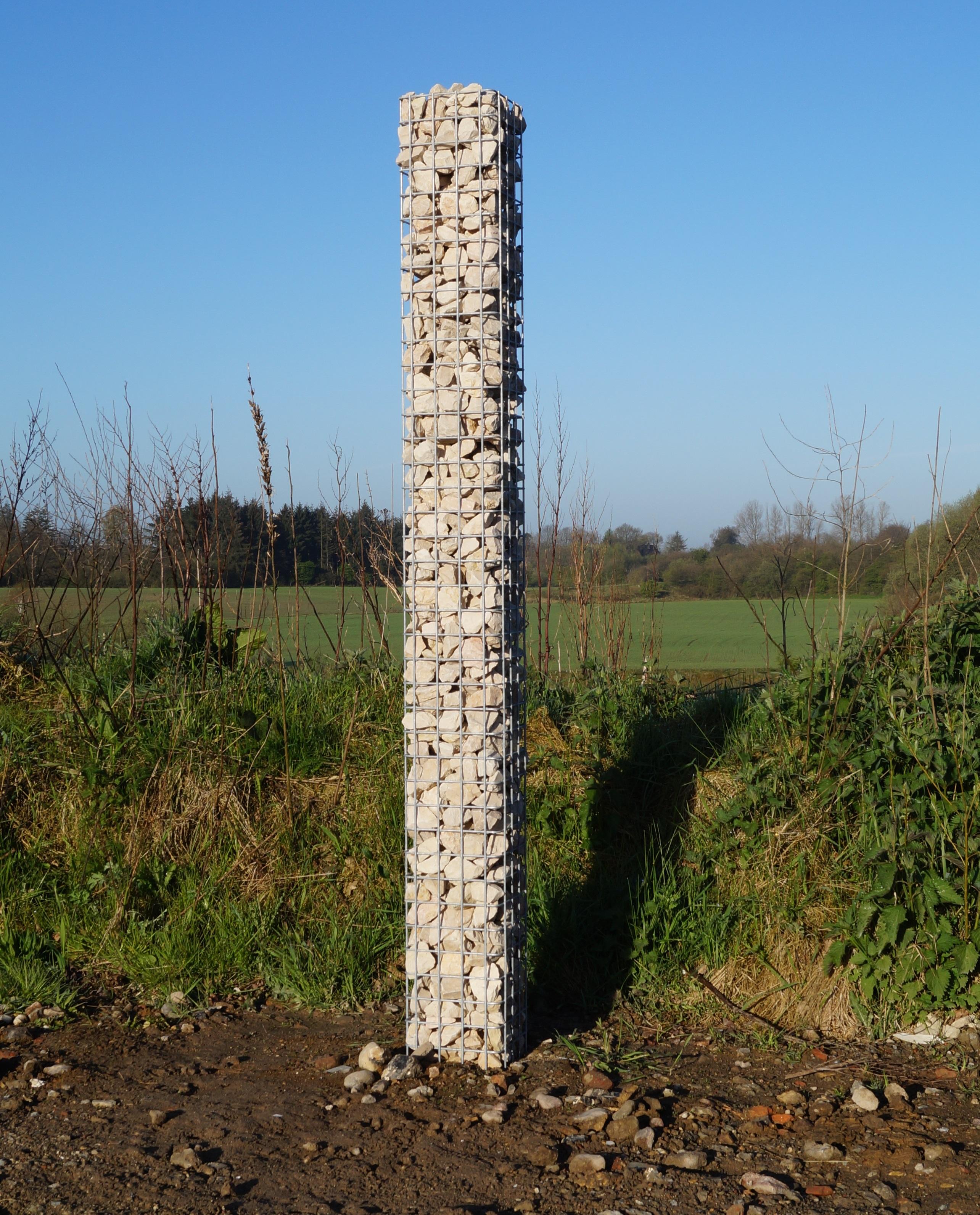 Colonna rettangolare in gabbione zincato a caldo, 22 cm x 22 cm, altezza 200 cm, MW 5 cm x 5 cm