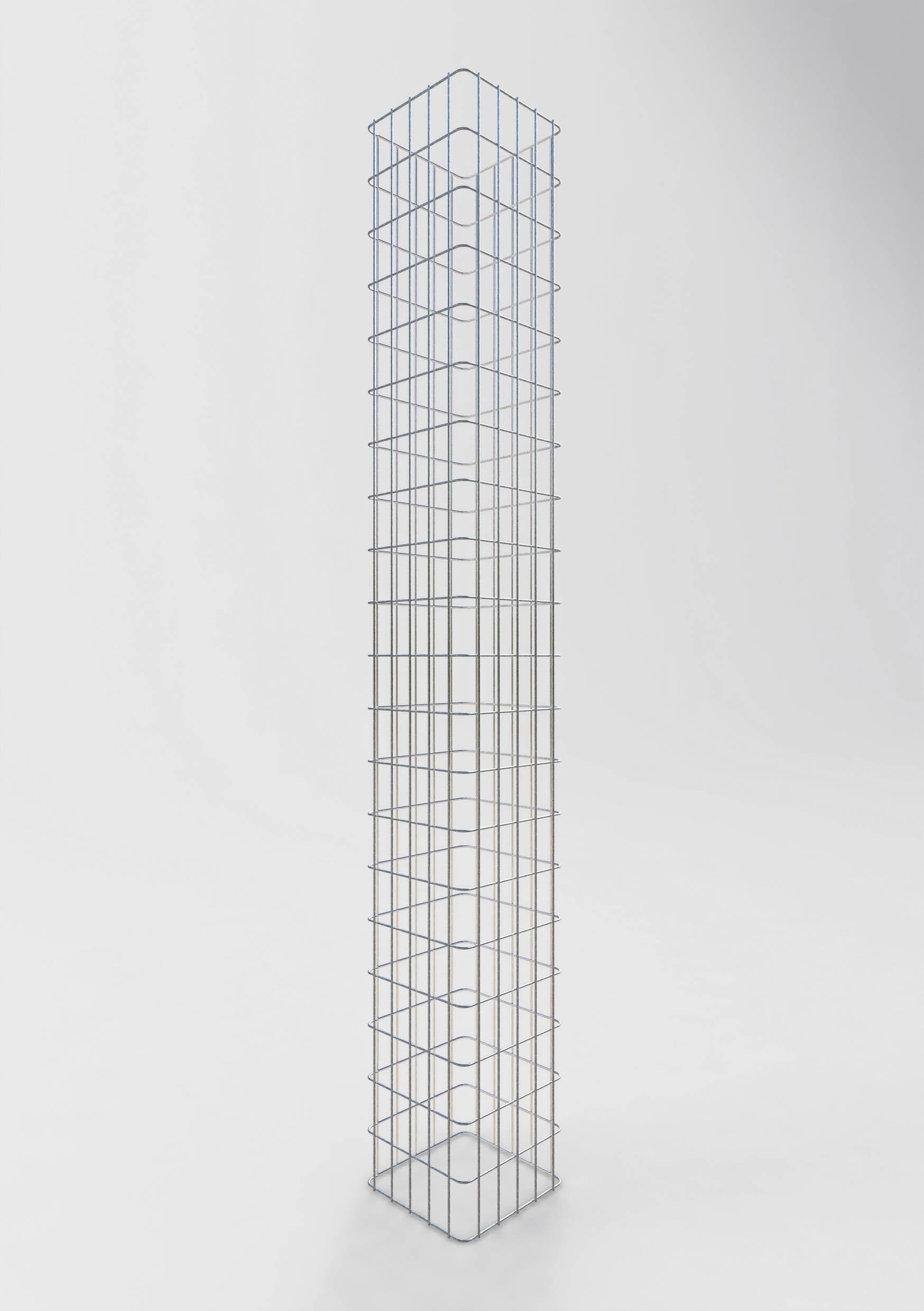 Colonna rettangolare in gabbione zincato a caldo, 27 cm x 27 cm, 200 cm di altezza, MW 5 cm x 10 cm