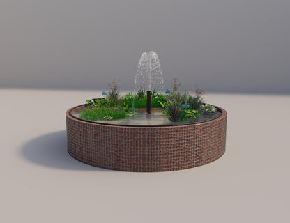 Gabionupphöjd damm rund, ytterdiameter 352 cm, höjd 80 cm, maskstorlek 5 x 5 cm, väggtjocklek 15 cm