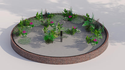 Gabionupphöjd damm, rund, ytterdiameter 292 cm, höjd 50 cm, maskstorlek 5 x 5 cm, väggtjocklek 15 cm