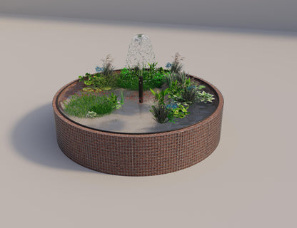 Gabionupphöjd damm rund, ytterdiameter 352 cm, höjd 80 cm, maskstorlek 5 x 5 cm, väggtjocklek 15 cm