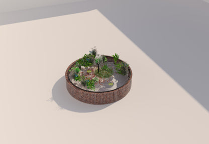 Gabionupphöjd damm, rund, ytterdiameter 232 cm, höjd 50 cm, maskstorlek 5 x 5 cm, väggtjocklek 15 cm