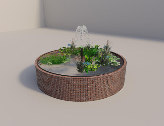 Gabion bassin surélevé rond, diamètre extérieur 352 cm, hauteur 80 cm, mailles 5 x 5 cm, épaisseur de paroi 15 cm