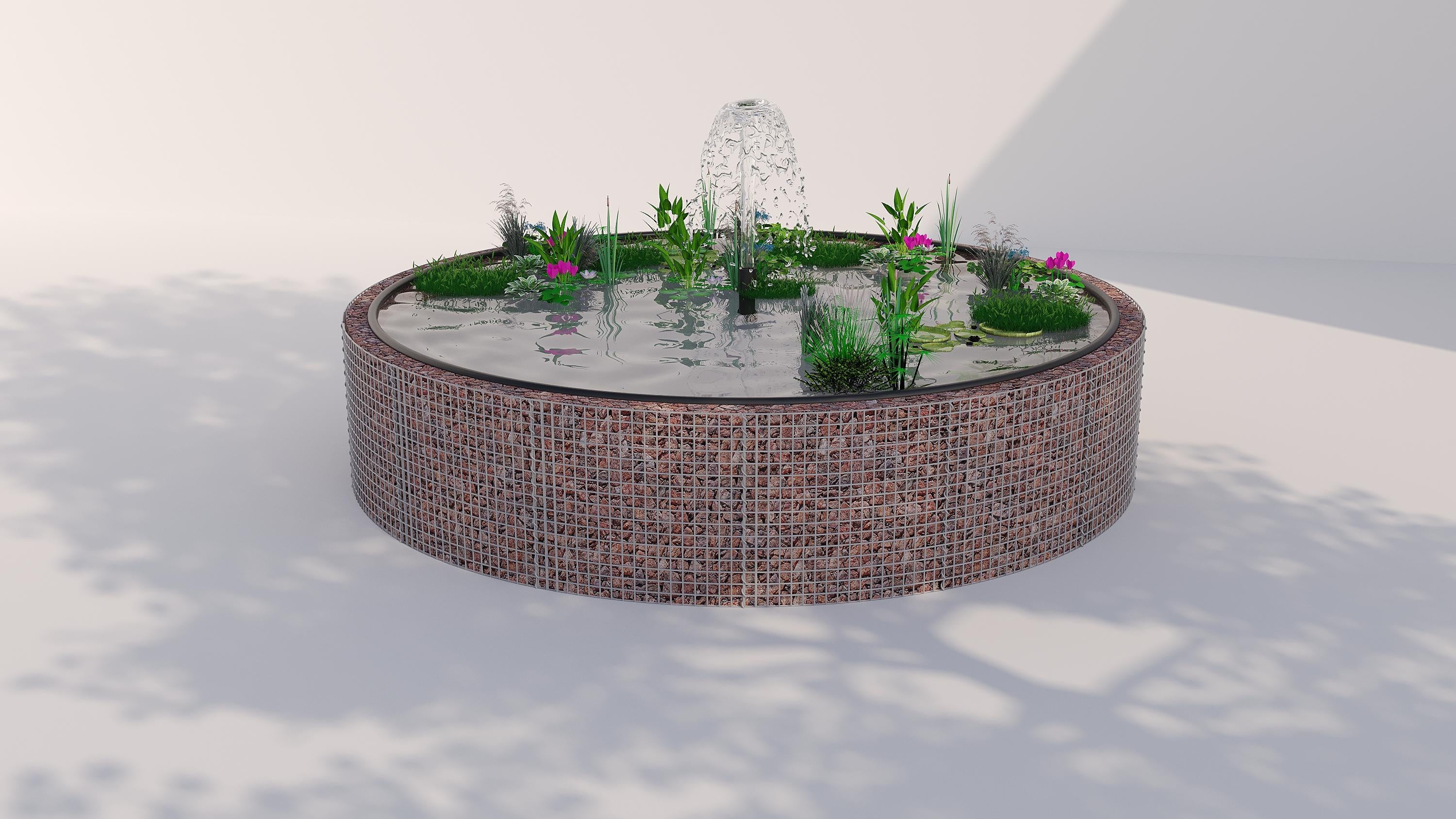 Tanque elevado de gabiões, redondo, diâmetro exterior 202 cm, altura 80 cm, dimensão da malha 5 x 5 cm, espessura da parede 15 cm