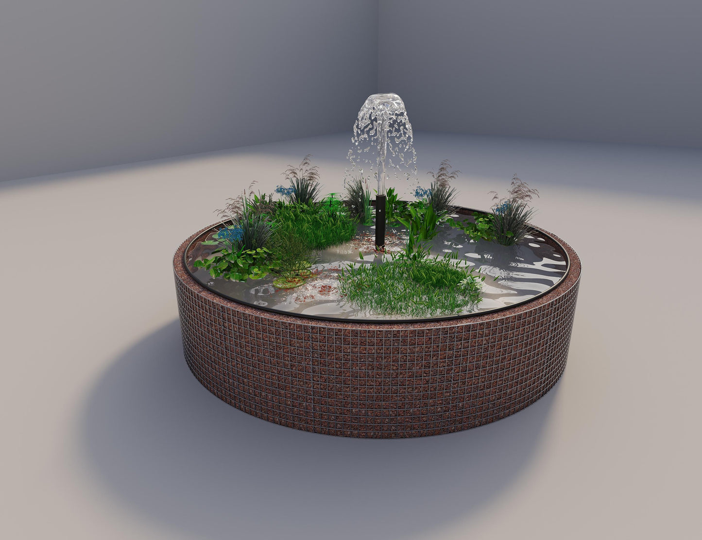 Gabionupphöjd damm rund, ytterdiameter 352 cm, höjd 80 cm, maskstorlek 5 x 5 cm, väggtjocklek 15 cm