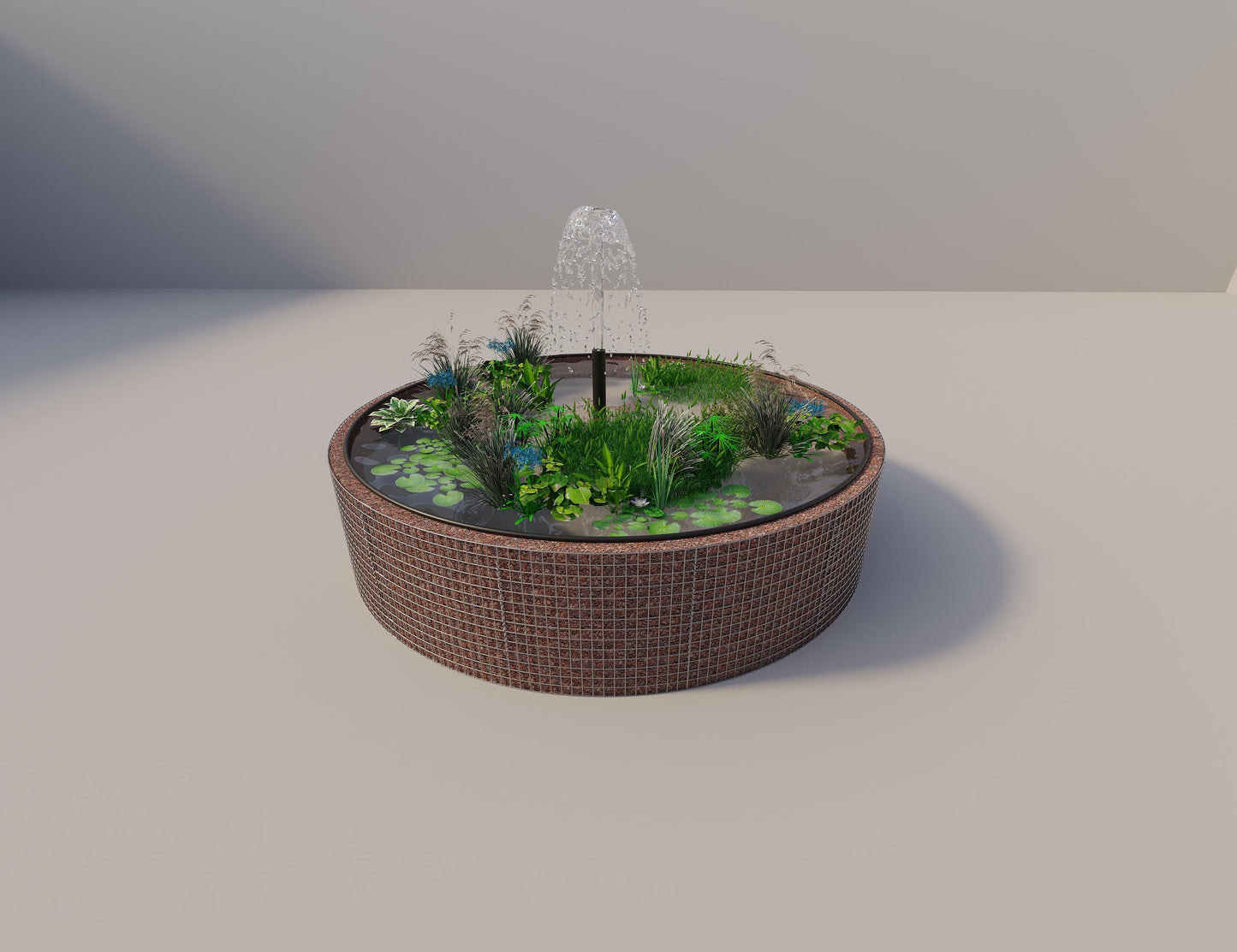 Gabionupphöjd damm rund, ytterdiameter 352 cm, höjd 80 cm, maskstorlek 5 x 5 cm, väggtjocklek 15 cm