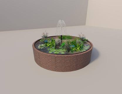 Gabionupphöjd damm rund, ytterdiameter 352 cm, höjd 80 cm, maskstorlek 5 x 5 cm, väggtjocklek 15 cm