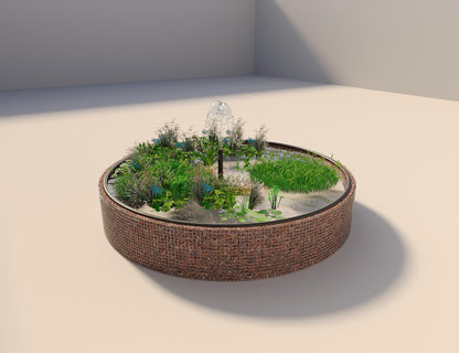 Gabionupphöjd damm, rund, ytterdiameter 502 cm, höjd 80 cm, maskstorlek 5 x 5 cm, väggtjocklek 15 cm