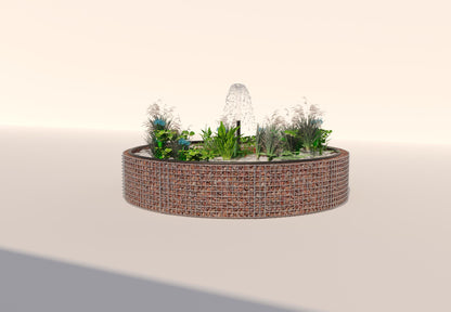 Gabion upphöjd damm rund, ytterdiameter 262 cm, höjd 50 cm, maskstorlek 5 x 5 cm, väggtjocklek 15 cm